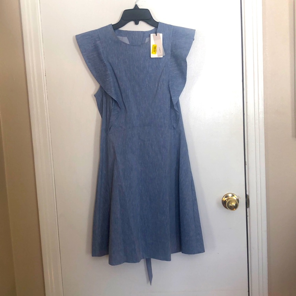 Denim dress with criss cross back